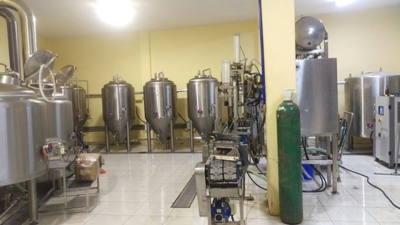 3.5bbl 직접 불 양조장 1개의 40Hq 콘테이너 직접적인 난방에 맞추는 작은 상업적인 양조 장비